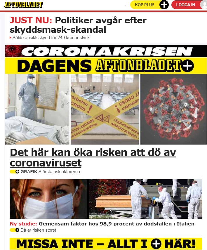 Aftonbladet Corona info mot betalning